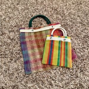 Colorful Striped Tote and Handbag Set